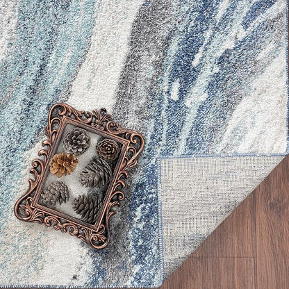 LUXE WEAVERS Lagos Collection 7983 Blue 8x10 Art Deco Area Rug