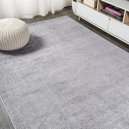 Eyely UES100A-5 Supersoft Haze Solid Low-Pile Indoor Area Rug Casual;Contemporary;Solid;Traditional, Bedroom, Kitchen, Living Room, Easy-Cleaning, Non-Shedding, 5 X 8, Gray