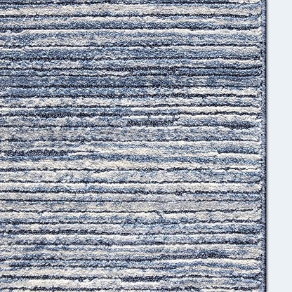 Well Woven Custom Size Hallway & Stair Runner- Harlow Delphi Blue 31 Inches Wide x 23 Feet Long Runner (31" x 23') Runner Rug - Modern Stripes Pattern, Ultra-Soft, Easy-Clean