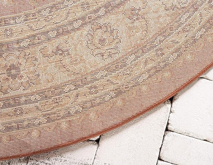 Unique Loom Voyage Collection Traditional Oriental Classic Intricate Design Area Rug (8' 0 x 8' 0 Round, Terracotta/Ivory)