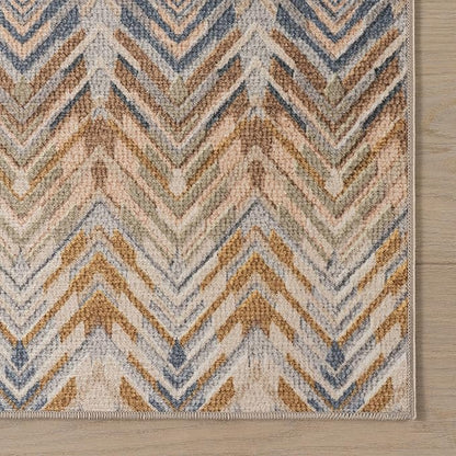 Dash & Albert Seneca Natural Machine Washable Rug, 6 X 9 Feet, Tan Geometric Pattern