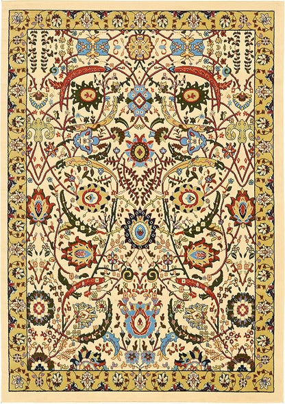 Unique Loom Espahan Collection Area Rug - Cape Cod (7' 1" x 10' Rectangle, Cream/ Black)