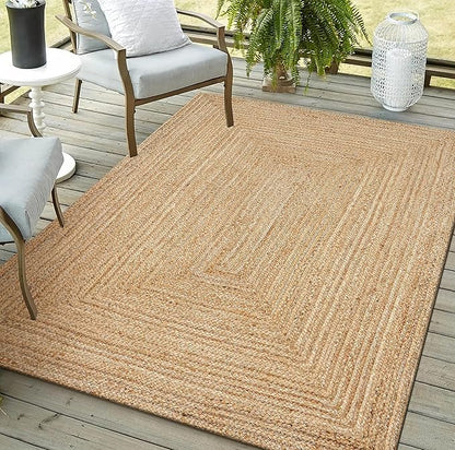 Savi Home Natural Jute Area Rug 4x6 FT – Handwoven Braided Farmhouse Rug, 72x48 Inch Handloom Entryway Rug, Rustic Doormat for Kitchen, Living Room, Pets & Indoor Decor
