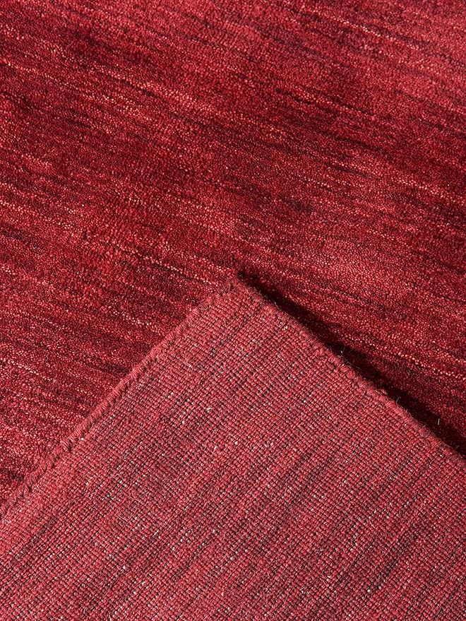 Hand Knotted Loom Wool ECO-Friendly Area Rugs - 3'x5', Rectangle, Dark Red Color, Solid Plain Design, High Pile Handmade Anti Skid Area Rugs for Living Room, Bed Room (L00111)