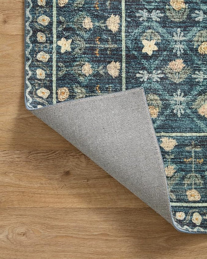 Loloi Rifle Paper Co. Eden Collection EDE-03 Lattice Indigo 7'-6" x 9'-6" Area Rug feat. CloudPile™
