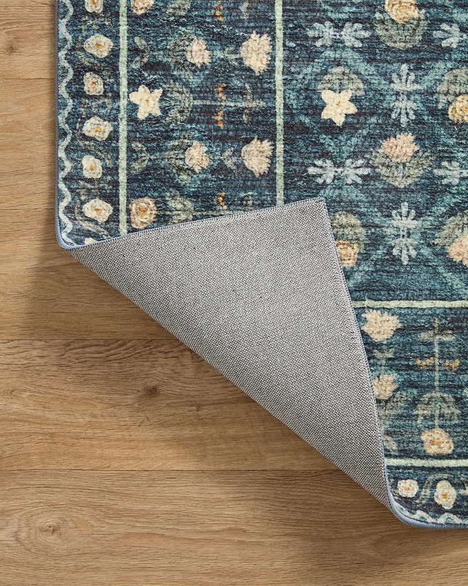 Loloi Rifle Paper Co. Eden Collection EDE-03 Lattice Indigo 2'-0" x 5'-0" Accent Rug feat. CloudPile™