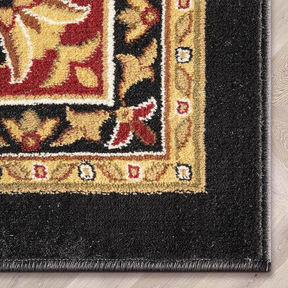 Well Woven Barclay Collection Medallion 5x7 Black Area Rug - for Living Room, Bedroom, and Dining Room