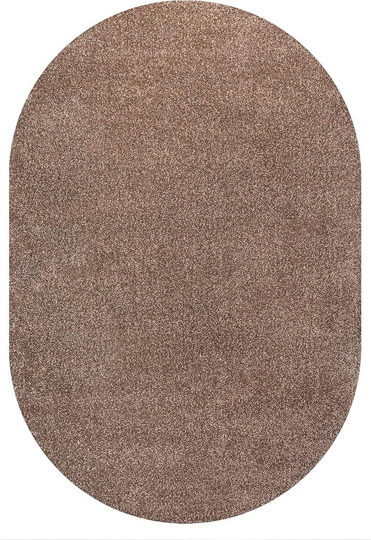 JONATHAN Y Haze Solid Low-Pile Brown 4x6 Oval Indoor Area Rug, Coastal,Bohemian,Minimalist,Classic, Easy-Cleaning for Living Room,Bedroom,Kitchen,Pet Friendly,Non-Shedding (SEU100J-4OV)