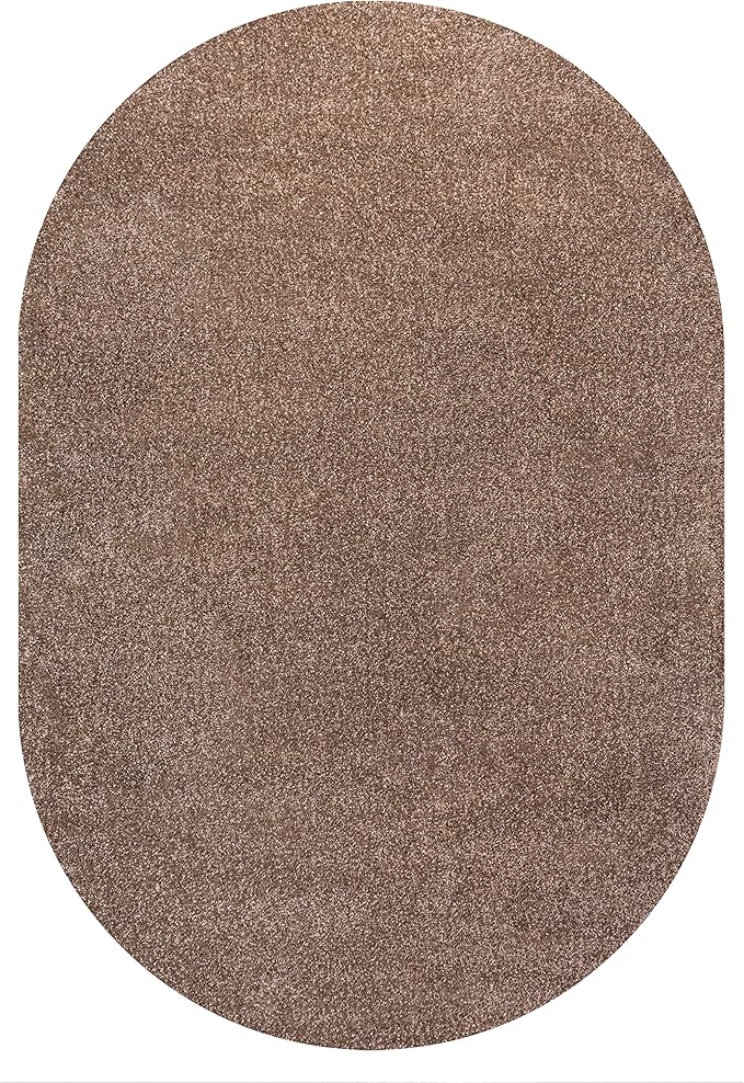 JONATHAN Y Haze Solid Low-Pile Brown 4x6 Oval Indoor Area Rug, Coastal,Bohemian,Minimalist,Classic, Easy-Cleaning for Living Room,Bedroom,Kitchen,Pet Friendly,Non-Shedding (SEU100J-4OV)