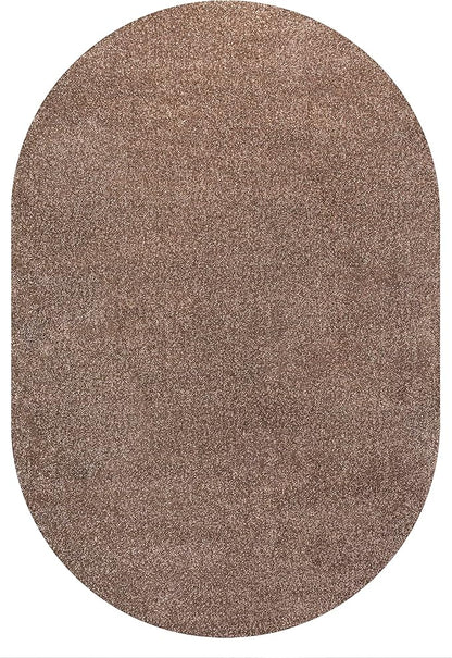 JONATHAN Y Haze Solid Low-Pile Brown 4x6 Oval Indoor Area Rug, Coastal,Bohemian,Minimalist,Classic, Easy-Cleaning for Living Room,Bedroom,Kitchen,Pet Friendly,Non-Shedding (SEU100J-4OV)