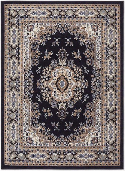 Home Dynamix Premium Sakarya Traditional Medallion Border Area Rug, Navy Blue, 3'7"x5'2" Rectangle