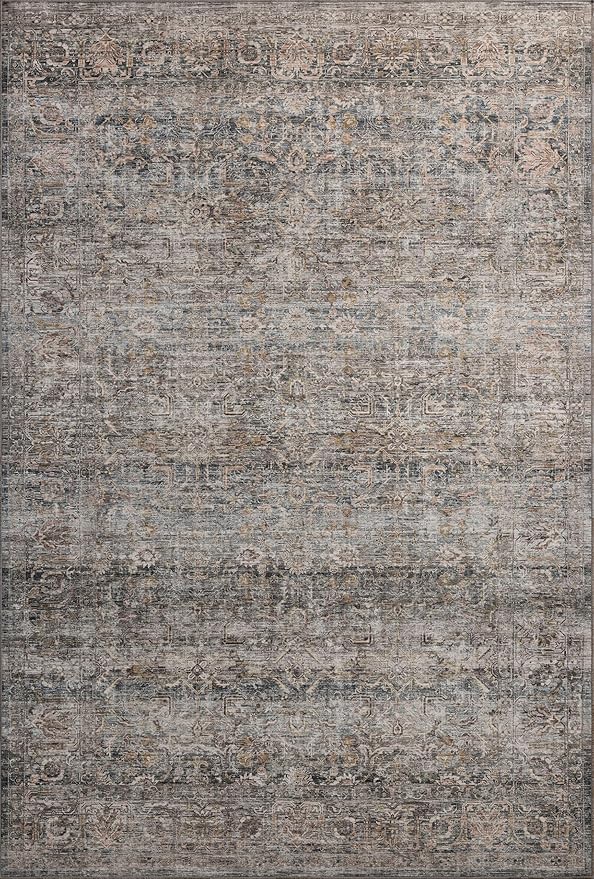 Loloi Amber Lewis Josie Collection JOS-05 Dove/Gold 2'-0" x 5'-0", .13" Pile Height, Low Profile, Machine Washable, Accent Rug