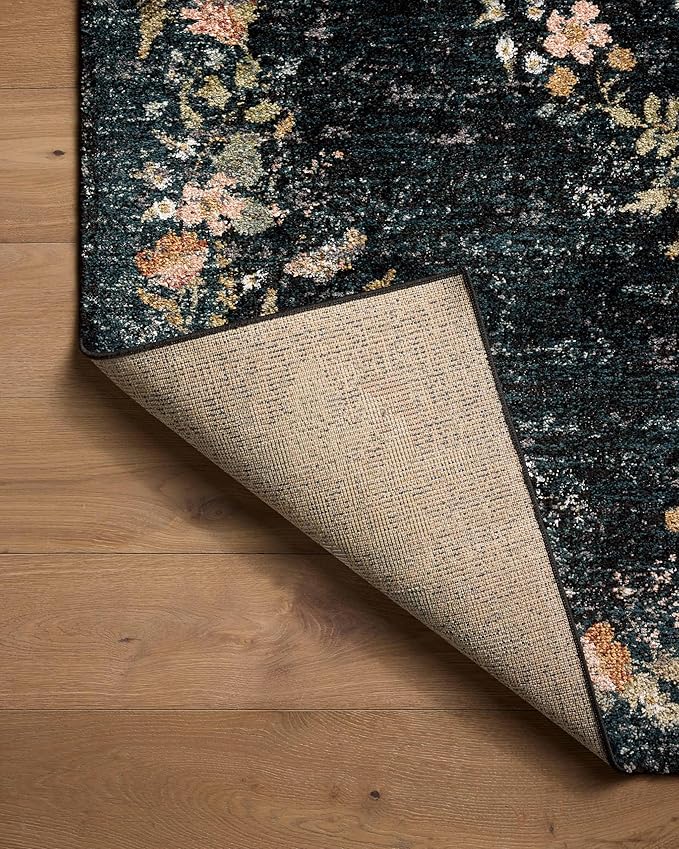 Loloi Rifle Paper Co. Laurel Collection LAU-01 Dark Navy 2'-8" x 8' Runner Rug