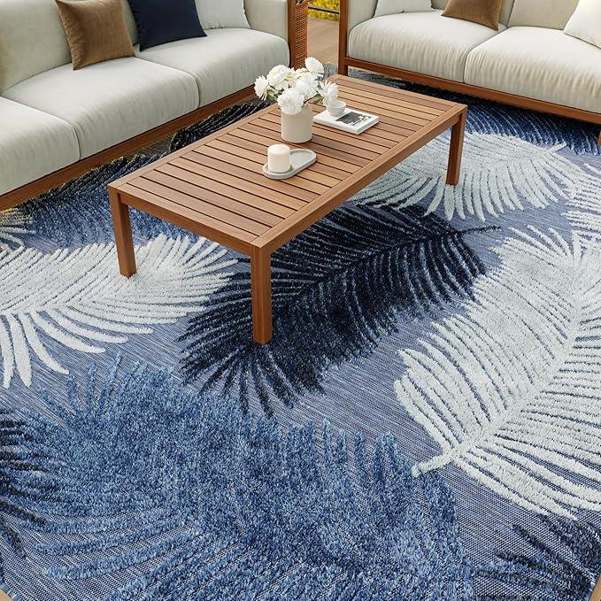 Nourison Home Suncoast Denim 7'10" x 9'10" Area Rug - Easy Clean, Non Shedding, Bed Room, Living Room, Dining Room, Kitchen (8' x 10')
