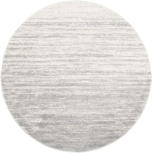 SAFAVIEH Adirondack Collection Area Rug - 12' Round, Ivory & Silver, Modern Ombre Design, Non Shedding & Easy to Clean, Ideal for Living Room, Bedroom, Office, Dining Space (ADR113B)