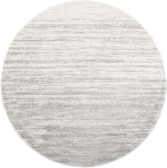 SAFAVIEH Adirondack Collection Area Rug - 10' Round, Ivory & Silver, Modern Ombre Design, Non Shedding & Easy to Clean, Ideal for Living Room, Bedroom, Office, Dining Space (ADR113B)