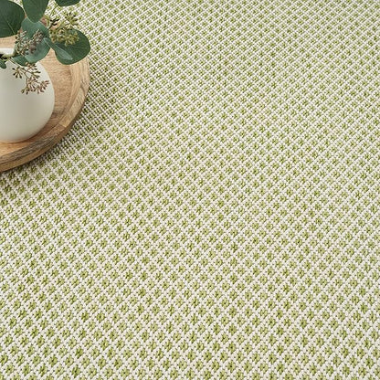 Nourison Home Courtyard Ivory Green 4' x 6' Area Rug - Easy Clean, Non Shedding, Bed Room, Living Room, Dining Room, Kitchen (4' x 6')