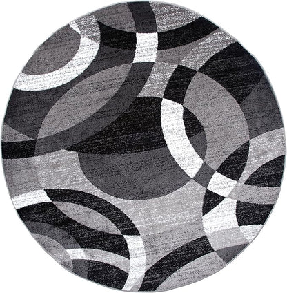 Rugshop Contemporary Abstract Circles Perfect for high Traffic Areas of Your Living Room,Bedroom,Home Office,Kitchen Area Rug 6'6" Gray (6' 6" Diameter)