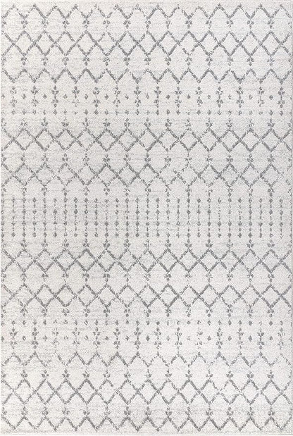 JONATHAN Y Boho Vintage Diamond Cream/Gray Indoor Area Rug 9X12 ft, Moroccan Hype for Living Room, Bedroom, Kitchen, Office, Easy-Cleaning, High Traffic, Pet-Friendly, Non-Shedding (MOH101B-9)