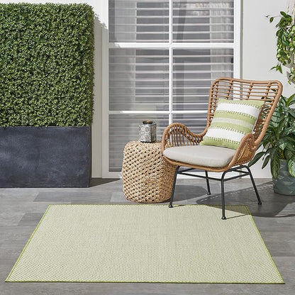 Nourison Home Courtyard Ivory Green 4' x Square Area Rug - Easy Clean, Non Shedding, Bed Room, Living Room, Dining Room, Kitchen (4' x Square)