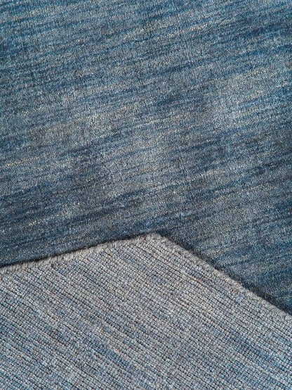 Hand Knotted Loom Wool ECO-Friendly Area Rugs - 8'x8', Octagon, Blue Color, Solid Plain Design, High Pile Thick Handmade Anti Skid Area Rugs for Living Room, Bed Room (L00111)
