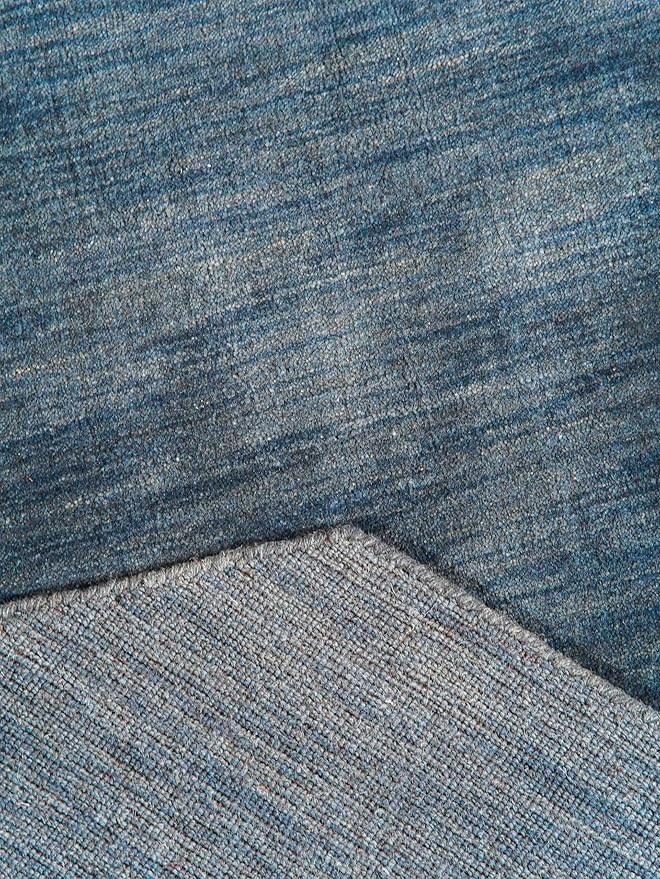 Hand Knotted Loom Wool ECO-Friendly Area Rugs - 6'x6', Octagon, Blue Color, Solid Plain Design, High Pile Thick Handmade Anti Skid Area Rugs for Living Room, Bed Room (L00111)