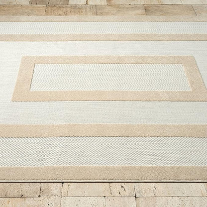 Abani Area Rugs - Modern Minimalist Pattern - Cream Rug for Living Room, Bedroom, Dining Room - Indoor/Outdoor - Easy to Clean - Non-Shedding - 4' x 6'