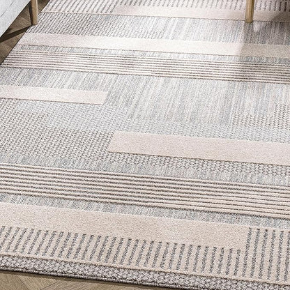 Well Woven Harlow Collection Briar Beige - Modern Tribal Minimalist Geometric 8x10 Area Rug - Ideal for Living Room, Dining Room & Bedroom - Durable, Stain Resistant & Easy to Clean