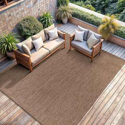 CAMILSON Outdoor Rug 5x7 Modern Area Rugs for Indoor and Outdoor Patios and Porches - Waterproof, Washable, Non-Shedding, Easy-to-Clean Outside Carpet (5 x 7, Solid - Jute)