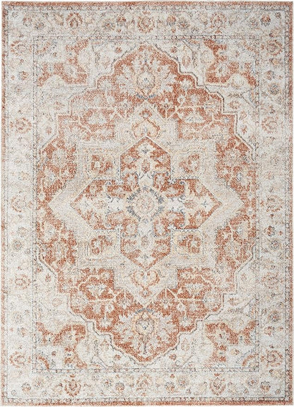Nourison Home Astra Machine Washable Gold Multicolor 5'3" x 7' Area Rug - Easy Clean, Non Shedding, Bed Room, Living Room, Dining Room, Kitchen (5' x 7')
