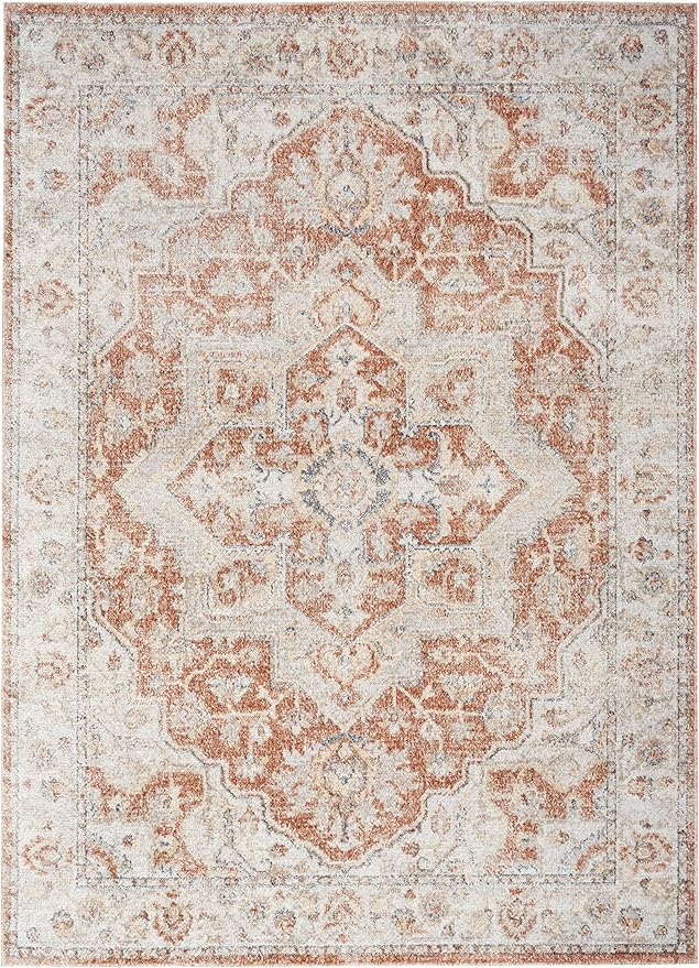 Nourison Home Astra Machine Washable Gold Multicolor 6'7" x 9' Area Rug - Easy Clean, Non Shedding, Bed Room, Living Room, Dining Room, Kitchen (7' x 9')