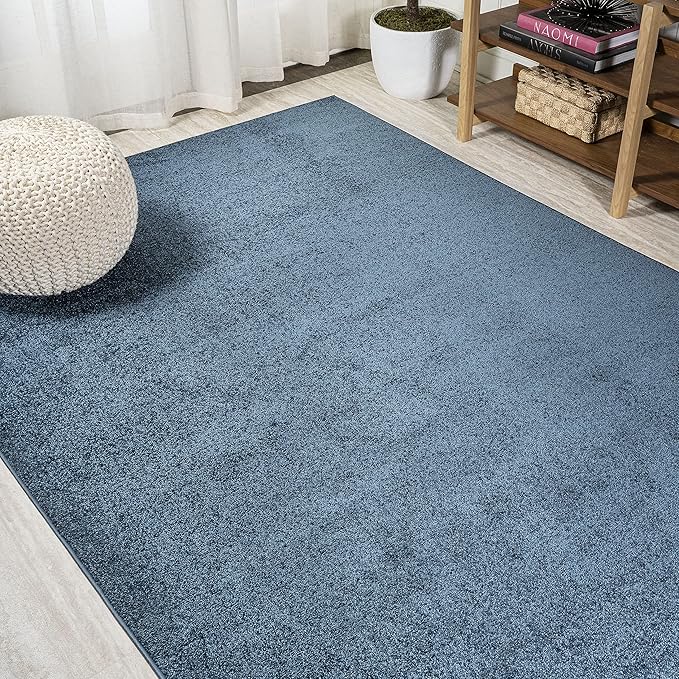 Eyely UES100C-5 Supersoft Haze Solid Low-Pile Indoor Area Rug Casual;Contemporary;Solid;Traditional, Bedroom, Kitchen, Living Room, Easy-Cleaning, Non-Shedding, 5 X 8, Navy
