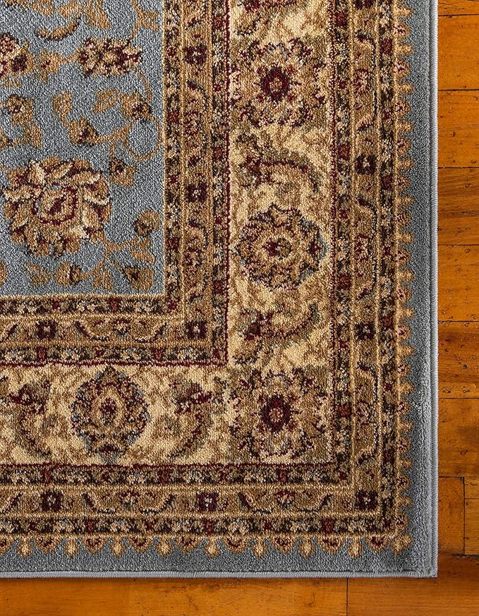 Unique Loom Voyage Collection Traditional Oriental Classic Intricate Design Area Rug (10' 0 x 13' 0 Rectangular, Light Blue/Gold)