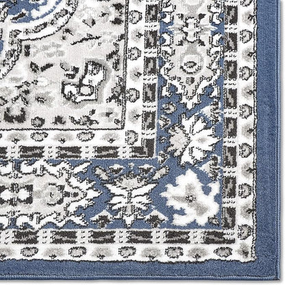 Home Dynamix Premium Sakarya Traditional Medallion Border Area Rug, Midnight Blue, 9'2"x12'5" Rectangle