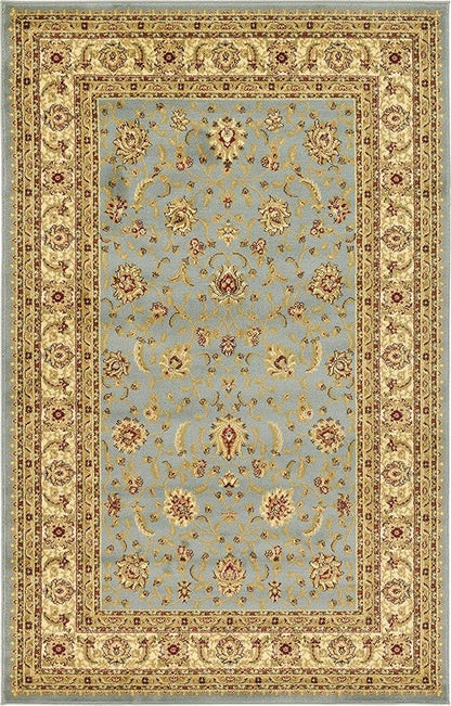 Unique Loom Voyage Collection Traditional Oriental Classic Intricate Design Area Rug (5' 0 x 8' 0 Rectangular, Light Blue/Gold)