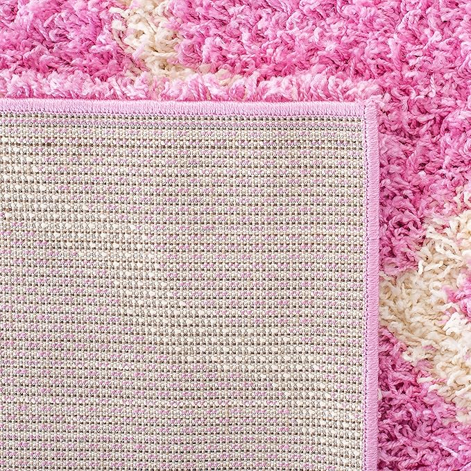 SAFAVIEH Dallas Shag Collection Runner Rug - 2'3" x 8', Pink & Ivory, Trellis Design, Non-Shedding & Easy Care, 1.5-inch Thick Ideal for High Traffic Areas in Living Room, Bedroom (SGD257I)