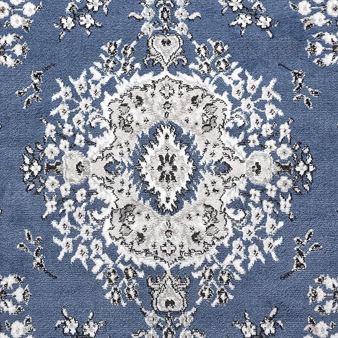 Home Dynamix Premium Sakarya Traditional Medallion Border Area Rug, Midnight Blue, 9'2"x12'5" Rectangle