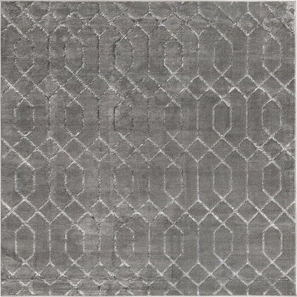Unique Loom Marilyn Monroe Glam Collection Area Rug - Trellis (7' 10' Square, Gray Silver/ Silver)