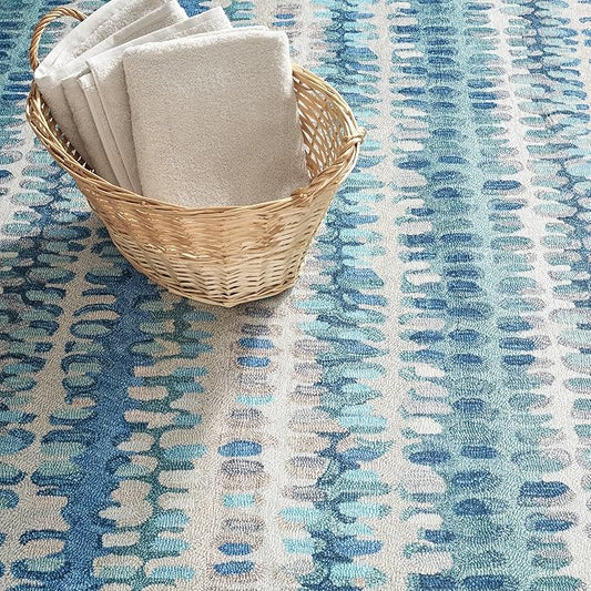 Dash & Albert Paint Chip Multi Machine Washable Rug, 7.5 X 9.5 Feet, Blue/Green Geometric Pattern