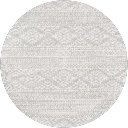 SAFAVIEH Tulum Collection Area Rug - 11' Round, Light Grey & Ivory, Moroccan Boho Tribal Design, Non-Shedding & Easy to Clean, Ideal for Living Room, Bedroom, Dining Space (TUL272F)