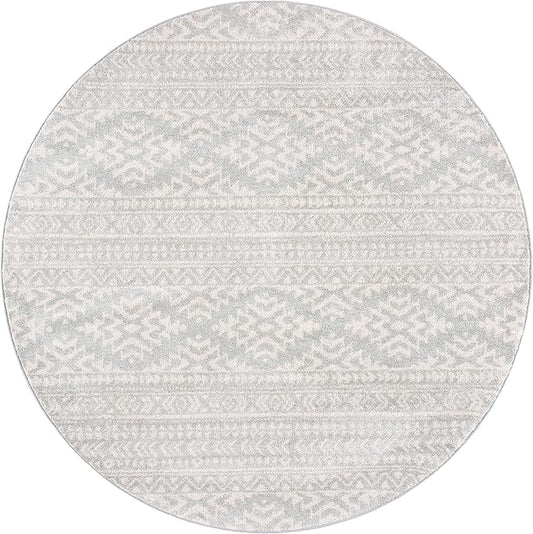 SAFAVIEH Tulum Collection Area Rug - 11' Round, Light Grey & Ivory, Moroccan Boho Tribal Design, Non-Shedding & Easy to Clean, Ideal for Living Room, Bedroom, Dining Space (TUL272F)