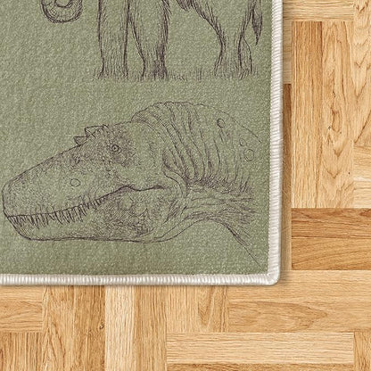 Ambesonne Jurassic Decorative Rug, Arrangement of Various Dinosaurs Illustrations Skeleton Biology Historic, Quality Carpet for Bedroom Dorm and Living Room, 5' 1" X 7' 5", Slate Brown