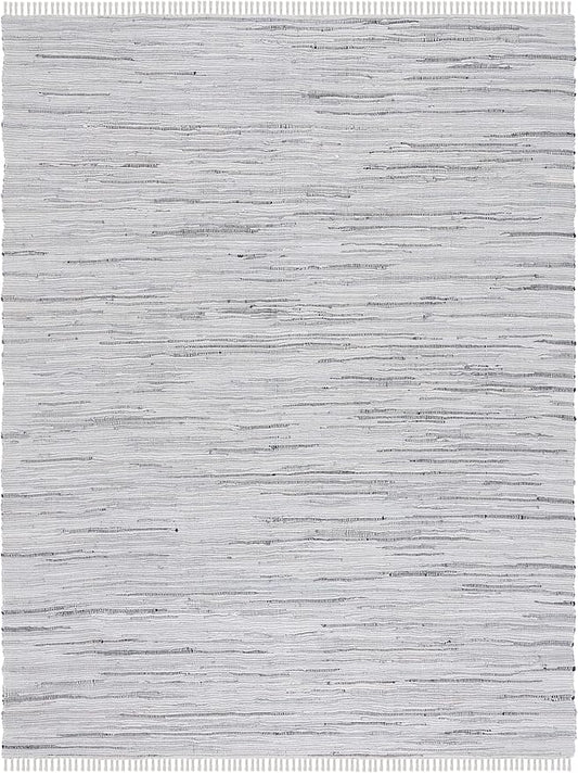 SAFAVIEH Rag Rug Collection X-Large Area Rug - 12' x 18', Grey, Handmade Boho Stripe Cotton, Ideal for High Traffic Areas in Living Room, Bedroom (RAR121A)