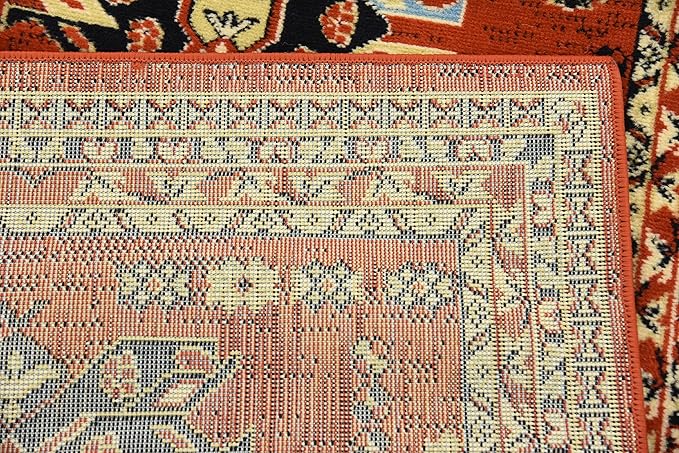 Unique Loom Taftan Collection Border Geometric Tribal Inspired Design Area Rug (3' 0 x 16' 5 Runner, Terracotta/ Ivory)