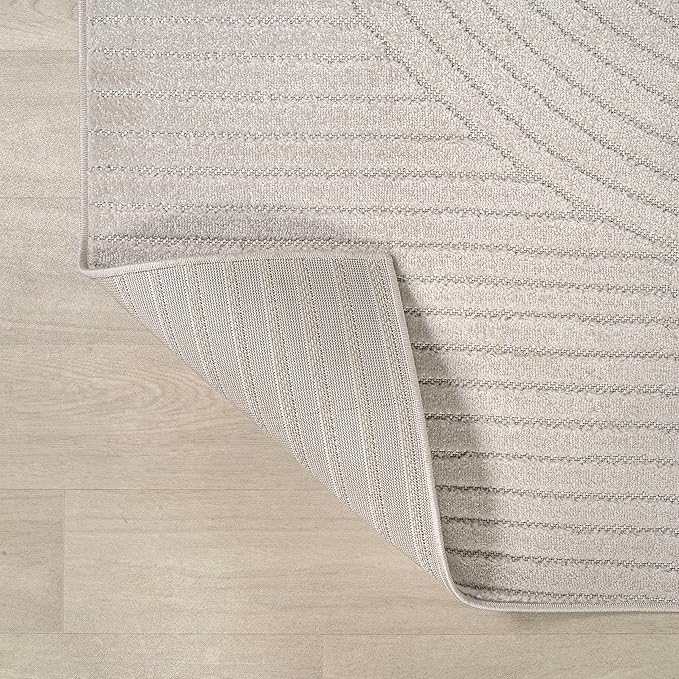 JONATHAN Y Hallie High-Low Curve Ivory/Cream 7x7 Square Indoor/Outdoor Area Rug, Minimalist, Pet Friendly, Non-Shedding, Stain Resistant, Hose-Washable for Backyard, Patio, Porch (SCN100B-7SQ)