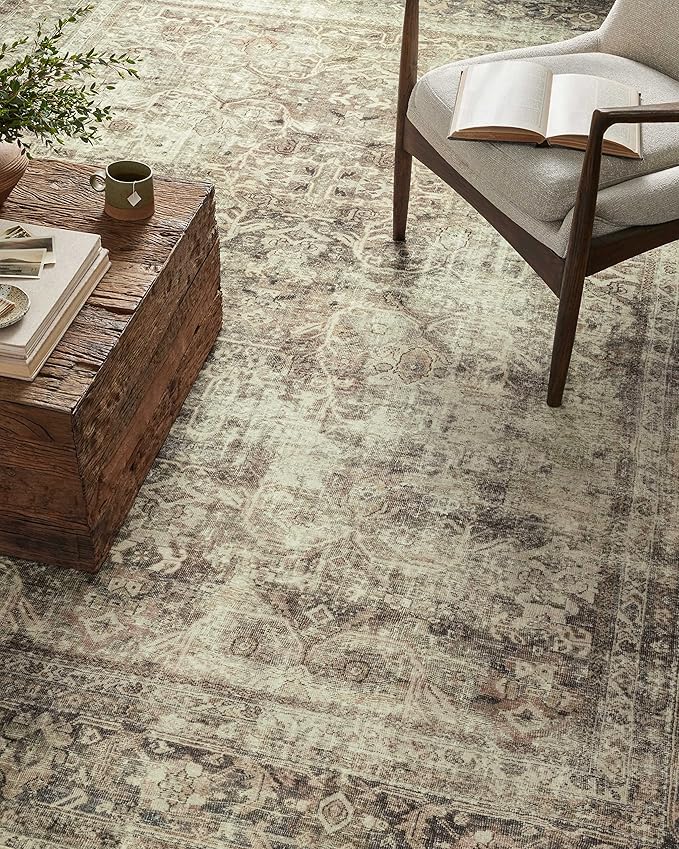 Loloi Magnolia Home by Joanna Gaines Sinclair Collection SIN-01 Pebble/Taupe 5'-0" x 7'-0", .25" Pile Height, Machine Washable, Area Rug