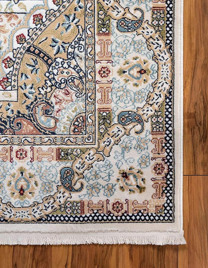 Unique Loom Narenj Collection Classic Traditional Medallion Textured Design Area Rug, 5 x 8 ft, Ivory/Tan