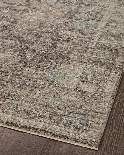 Loloi Magnolia Home by Joanna Gaines Millie Collection MIE-03 Charcoal/Dove 7'-10" x 7'-10", .25" Pile Height, Round Area Rug