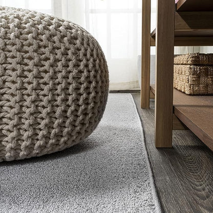 Eyely UES100K-210 Supersoft Haze Solid Low-Pile Indoor Runner Rug Casual;Contemporary;Solid;Traditional, Bedroom, Kitchen, Living Room, Easy-Cleaning, Non-Shedding, 2 X 10, Light Gray