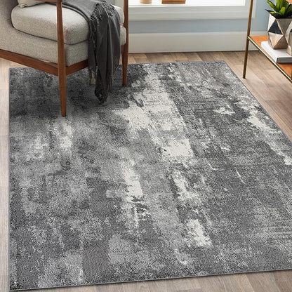 LUXE WEAVERS Euston Collection 7681 Dark Grey 5x7 Modern Abstract Area Rug